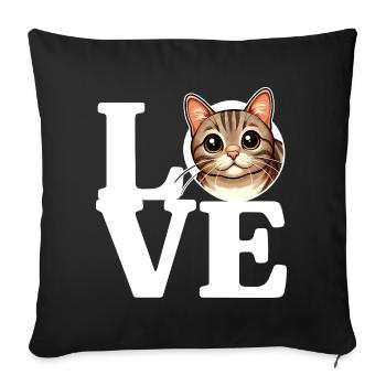 J’ADORE Chat tigré Amoureux des chats Drôle - Housse de coussin décorative 45 x 45 cm - noir - Devant