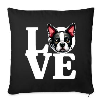 J’ADORE Boston Terrier Chien Amateur de Chiens Drôle - Housse de coussin décorative 45 x 45 cm - noir - Devant