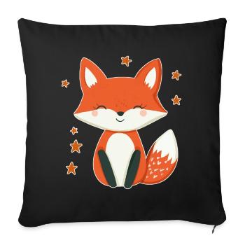Fox and Stars - Sofa pillowcase 17,3'' x 17,3'' (45 x 45 cm) - black - Front