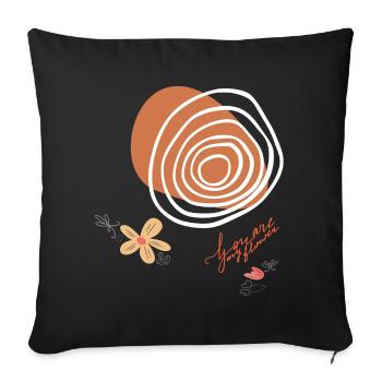 Flowers and Circles - Sofa pillowcase 17,3'' x 17,3'' (45 x 45 cm) - black - Front
