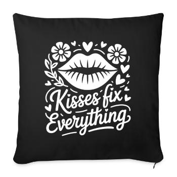 Kisses save everything - Sofa pillowcase 17,3'' x 17,3'' (45 x 45 cm) - black - Front