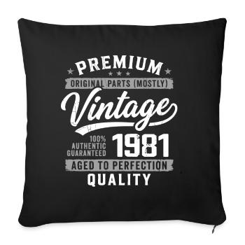 Vintage 1981 Retro 1981 Anniversaire 1981 - Housse de coussin décorative 45 x 45 cm - noir - Devant