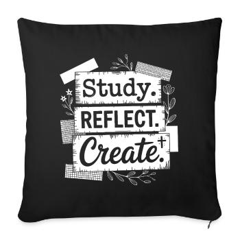 Étude Réfléchir Créer une citation florale - Housse de coussin décorative 45 x 45 cm - noir - Devant