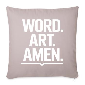 Wortkunst Amen-Typografie - Sofakissenbezug 45 x 45 cm - helles Taupe - Vorne
