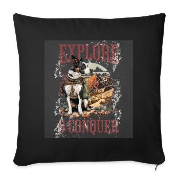 Explore & Conquer: Dog in Desert Adventure - Sofa pillowcase 17,3'' x 17,3'' (45 x 45 cm) - black - Front