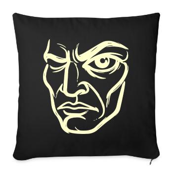 Abstract portrait "The Observer" - Sofa pillowcase 17,3'' x 17,3'' (45 x 45 cm) - black - Front