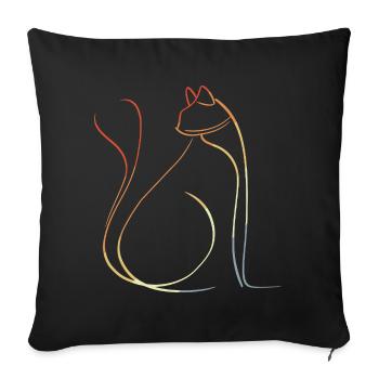 Look rétro de chat - Housse de coussin décorative 45 x 45 cm - noir - Devant