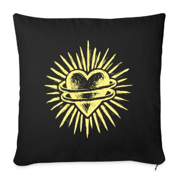 Herzsonne Strahlendes Herz - Sofakissenbezug 45 x 45 cm - Schwarz - Vorne