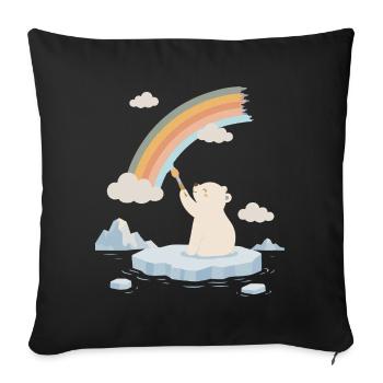 Polar bear paints a rainbow - Sofa pillowcase 17,3'' x 17,3'' (45 x 45 cm) - black - Front