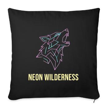 Wolf Neon Wilderness - Sofakissenbezug 45 x 45 cm - Schwarz - Vorne