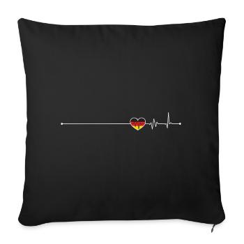 Heartbeat drapeau allemand - Housse de coussin décorative 45 x 45 cm - noir - Devant