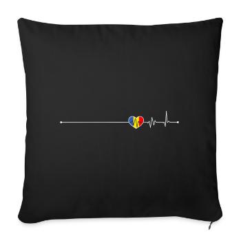 Heartbeat Romania flag - Sofa pillowcase 17,3'' x 17,3'' (45 x 45 cm) - black - Front