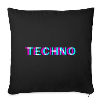 Techno Rave Festival Electro Musik Raver - Sofakissenbezug 45 x 45 cm - Schwarz - Vorne
