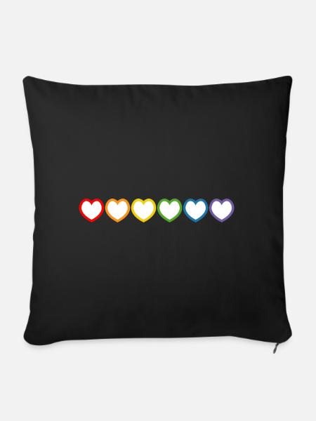 Regenbogen LGBT Herzen white lgbt tshirt - Sofakissenbezug 45 x 45 cm - Schwarz