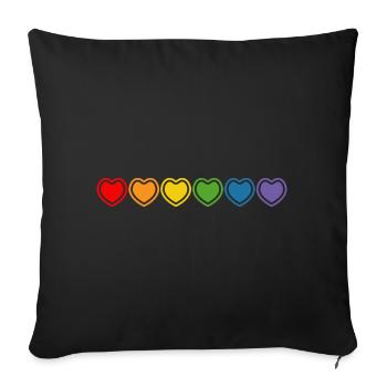 LGBT Rainbow Hearts - Sofa pillowcase 17,3'' x 17,3'' (45 x 45 cm) - black - Front
