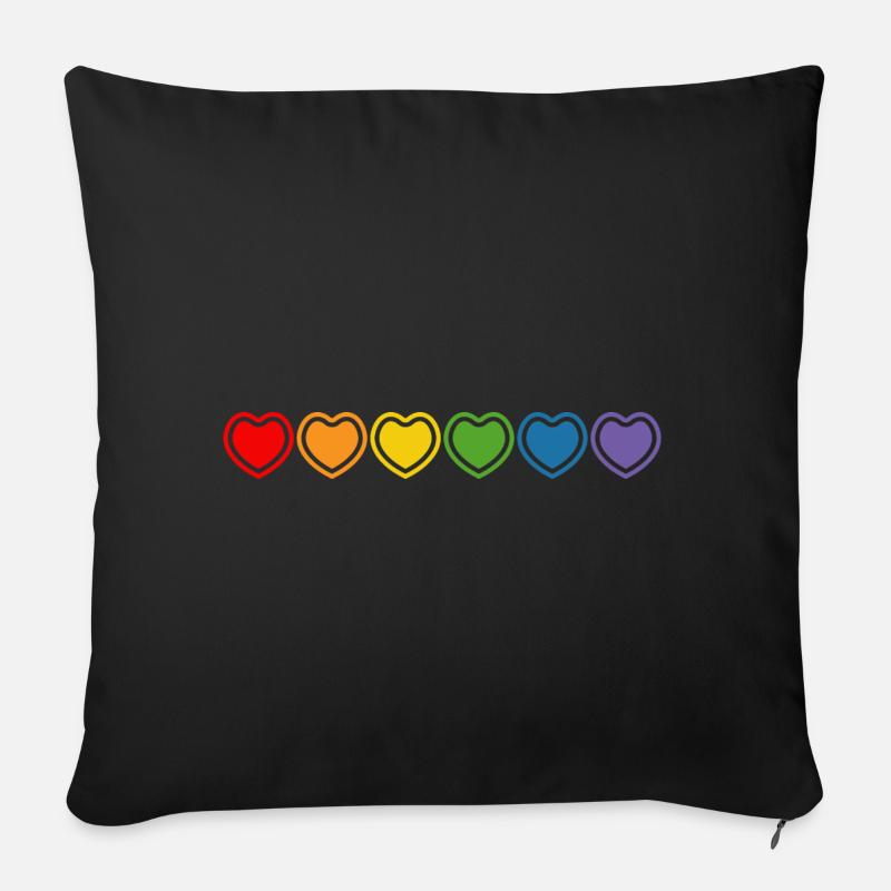 LGBT Regenbogenherzchen - Sofakissenbezug 45 x 45 cm - Schwarz