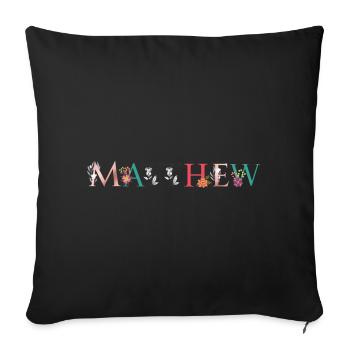 MATTHEW Name Art With Flowers Embroidered - Sofa pillowcase 17,3'' x 17,3'' (45 x 45 cm) - black - Front
