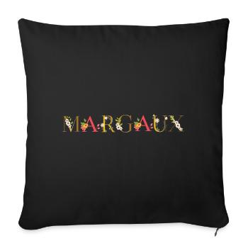 Le nom de MARGAUX décoré de fleurs - Housse de coussin décorative 45 x 45 cm - noir - Devant