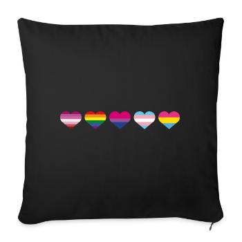 Regenbogen Herz - Sofakissenbezug 45 x 45 cm - Schwarz - Vorne