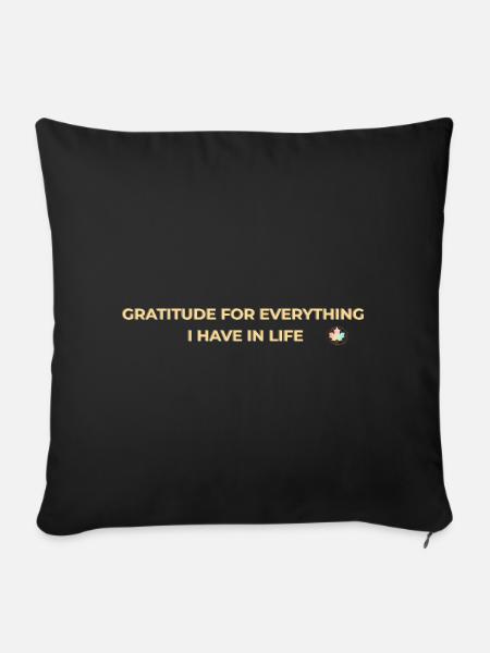 Gratitude – Dankbarkeit und Achtsamkeit Gold - Sofakissenbezug 45 x 45 cm - Schwarz