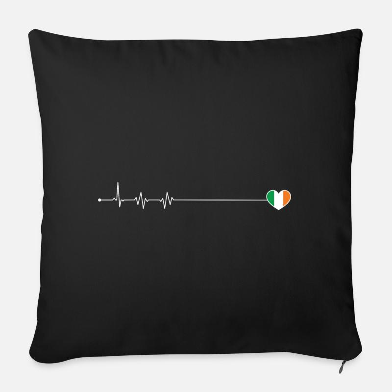 Heartbeat irland Flagge - Sofakissenbezug 45 x 45 cm - Schwarz