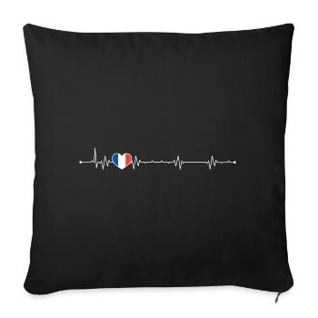 Heartbeat Frankreich Flagge - Sofakissenbezug 45 x 45 cm - Schwarz - Vorne