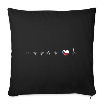 Heartbeat Flagge der Tschechischen Republik - Sofakissenbezug 45 x 45 cm - Schwarz - Vorne