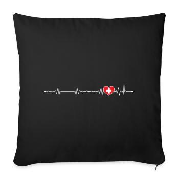 Heartbeat Cross Illustration - Sofa pillowcase 17,3'' x 17,3'' (45 x 45 cm) - black - Front