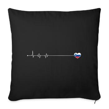 Heartbeat Slovenia flag - Sofa pillowcase 17,3'' x 17,3'' (45 x 45 cm) - black - Front