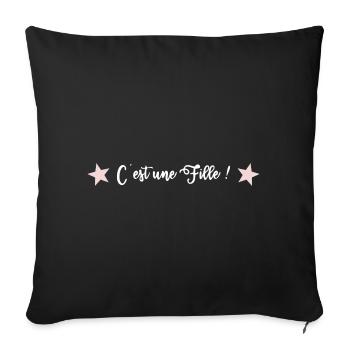 FILLE. C'EST UNE FILLE. BEBE. 2022. PARENT. ETOILE - Housse de coussin décorative 45 x 45 cm - noir - Devant