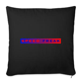 Speed Freak avec fond bleu rouge - Housse de coussin décorative 45 x 45 cm - noir - Devant