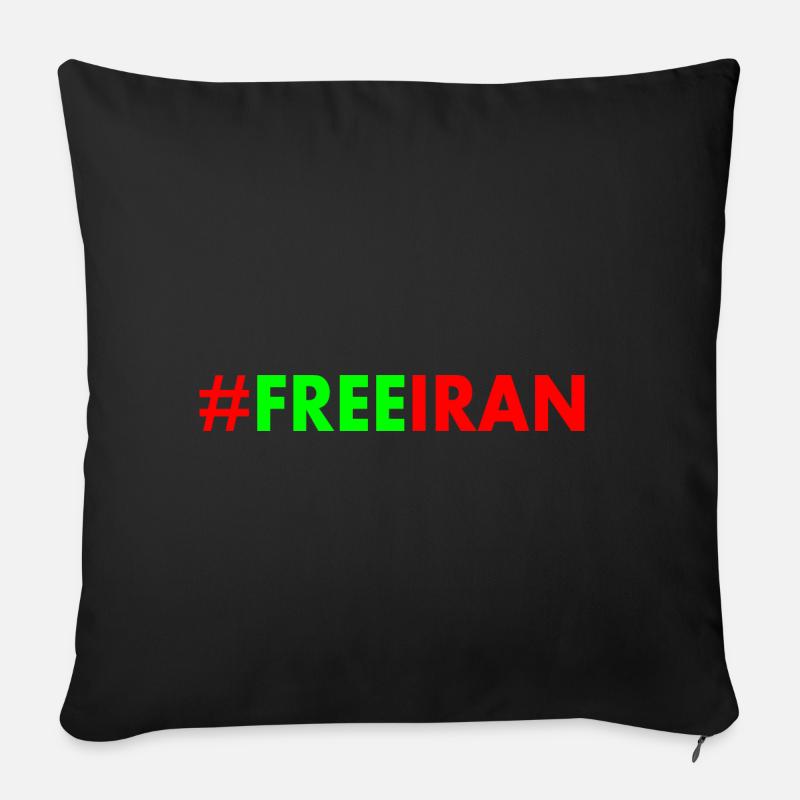 Free iran - Housse de coussin décorative 45 x 45 cm - noir
