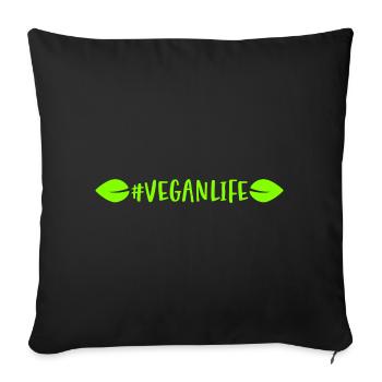 Hashtag Veganlife avec laisse une vie végétalienne - Housse de coussin décorative 45 x 45 cm - noir - Devant