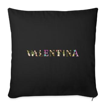 Le nom de VALENTINA orné de fleurs - Housse de coussin décorative 45 x 45 cm - noir - Devant