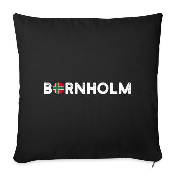 Bornholm Flagge Schriftzug - Sofakissenbezug 45 x 45 cm - Schwarz - Vorne