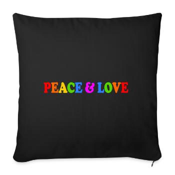 Peace and love - Housse de coussin décorative 45 x 45 cm - noir - Devant