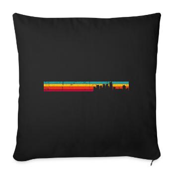 Rayures de la ligne d’horizon du coucher de soleil - Housse de coussin décorative 45 x 45 cm - noir - Devant