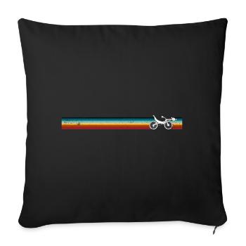 Silhouette de vélo rétro à rayures arc-en-ciel - Housse de coussin décorative 45 x 45 cm - noir - Devant