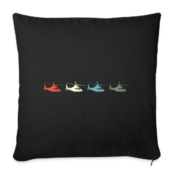 Pilote d’hélicoptère d’époque - Housse de coussin décorative 45 x 45 cm - noir - Devant