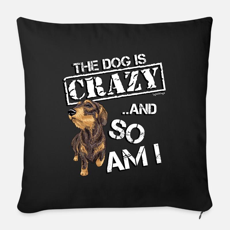Teckel WH Crazy - Housse de coussin décorative 45 x 45 cm - noir