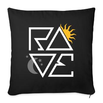 RAVE Minimal Text Sonne Mond Sterne Symbole - Sofakissenbezug 45 x 45 cm - Schwarz - Vorne