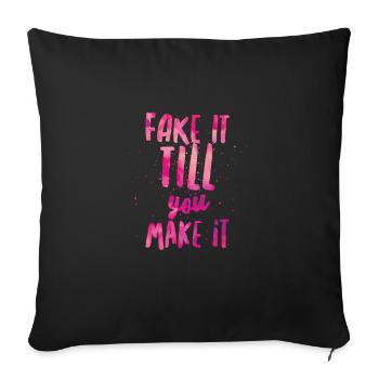 Faux jusqu'à ce que vous le rendre - Housse de coussin décorative 45 x 45 cm - noir - Devant