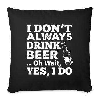 Chemise drôle de bière - Housse de coussin décorative 45 x 45 cm - noir - Devant