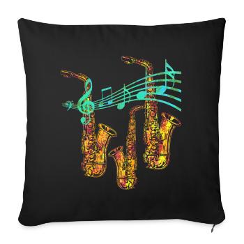 Saxophone saxophone musicien cadeau de musique - Housse de coussin décorative 45 x 45 cm - noir - Devant