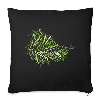 Thuringe carte villes - Housse de coussin décorative 45 x 45 cm - noir - Devant