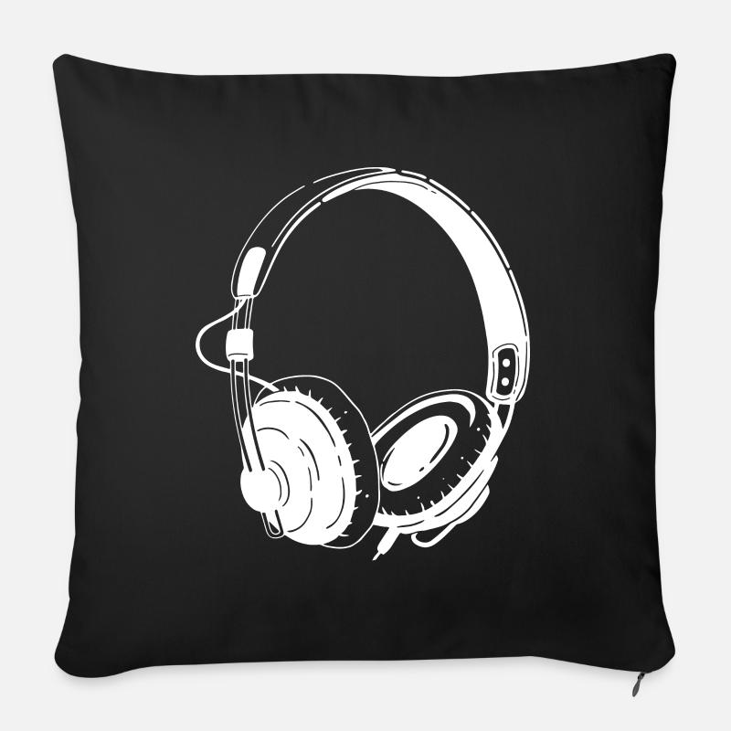 headphone - Sofa pillowcase 17,3'' x 17,3'' (45 x 45 cm) - black