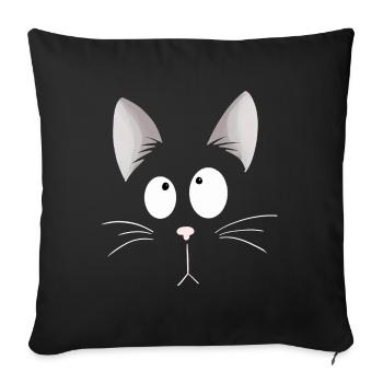 Katzenkopf I Katze Gesicht I Comic - Sofakissenbezug 45 x 45 cm - Schwarz - Vorne