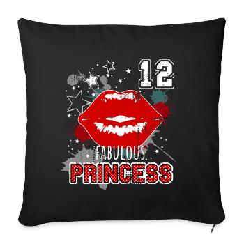 Number 12 kiss birthday girl - Sofa pillowcase 17,3'' x 17,3'' (45 x 45 cm) - black - Front