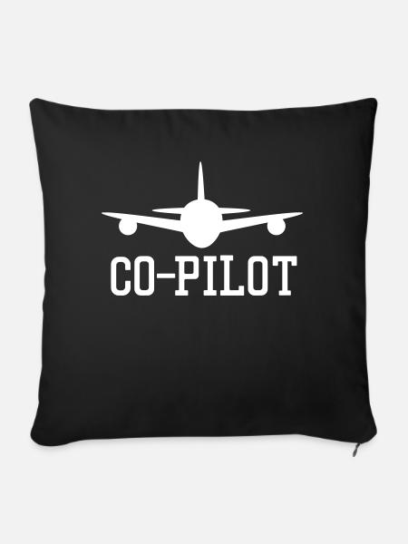 co pilote - Housse de coussin décorative 45 x 45 cm - noir