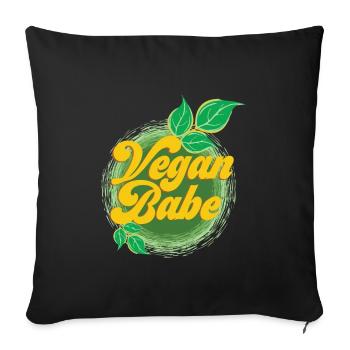 Vegan Babe - Cadeau Végétalien Végétarien Sain - Housse de coussin décorative 45 x 45 cm - noir - Devant